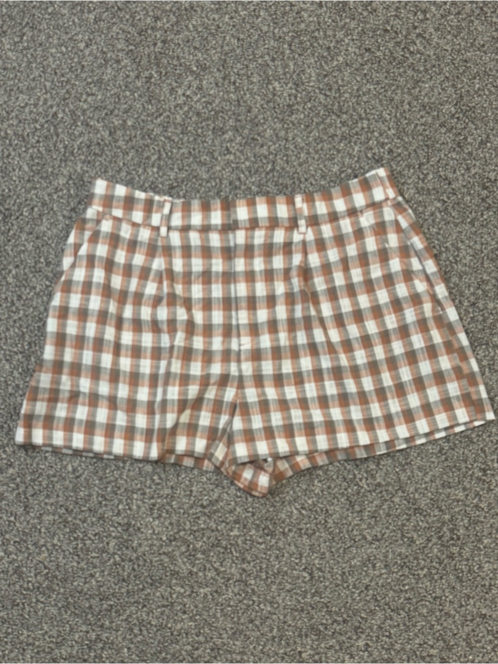 Nine West Plaid High-Waist Shorts — Brown & White - Picture 2 of 6